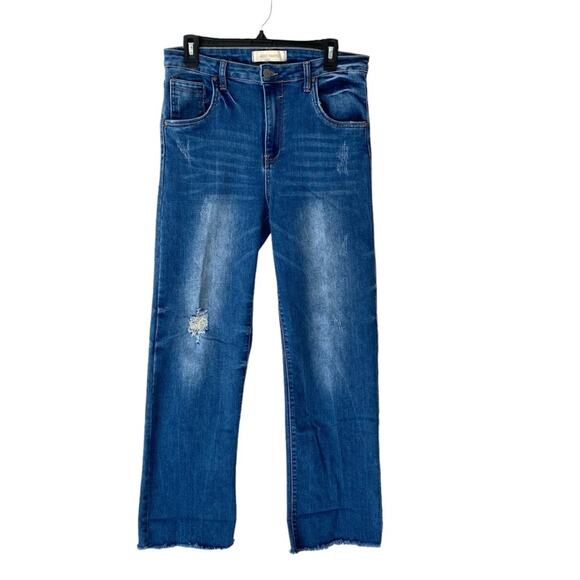 Most Wanted Silver High Rise Waist Raw Hem Stretch Jeans size 13 - Picture 1 of 8